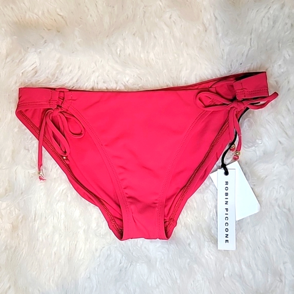 Robin Piccone Luca Bikini Tied Bottom Size M in Pink Punch Retail $78